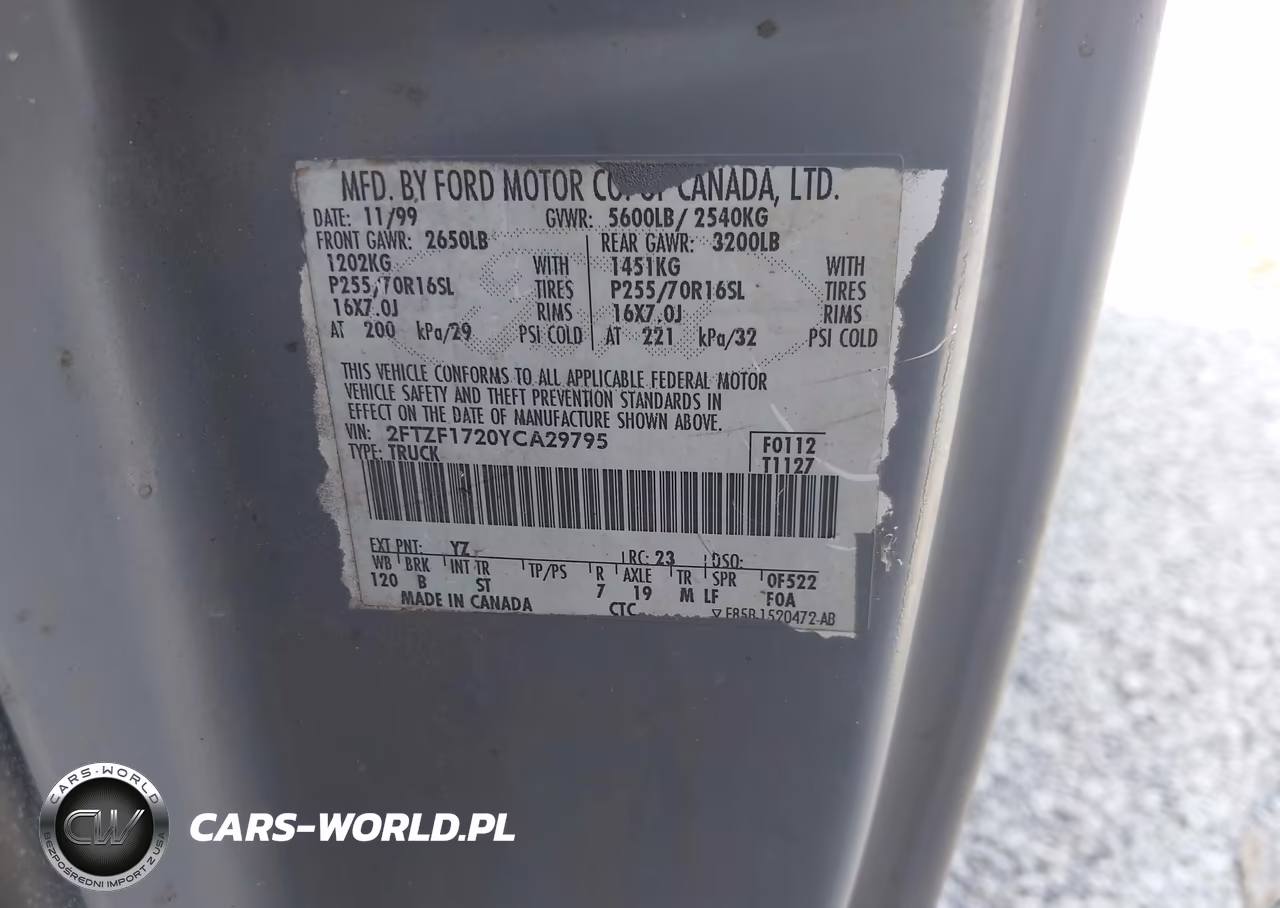 2000 Ford F-150 Work Series-Xl-Xlt VIN:2FTZF1720YCA29795 - 9