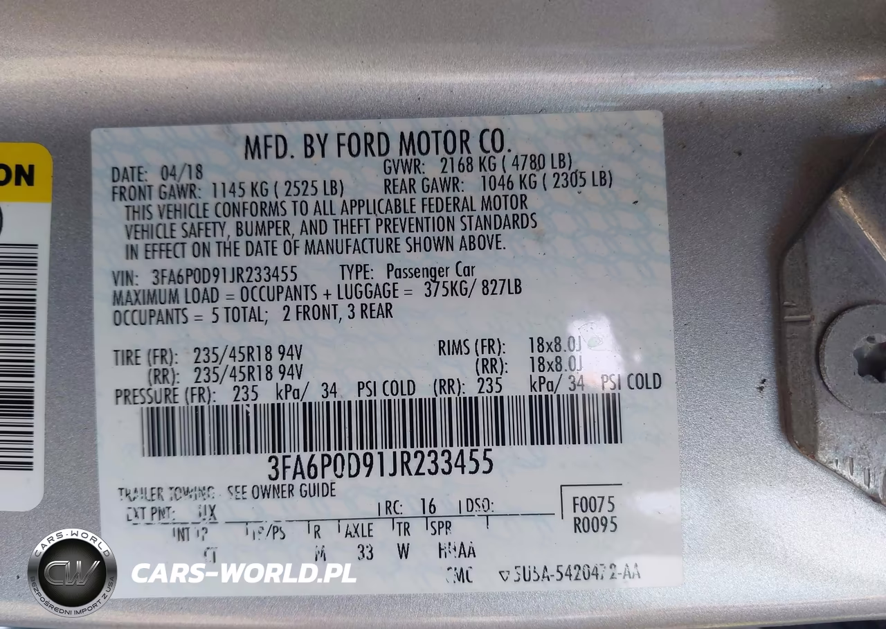 2018 Ford Fusion Titanium VIN:3FA6P0D91JR233455 - 9