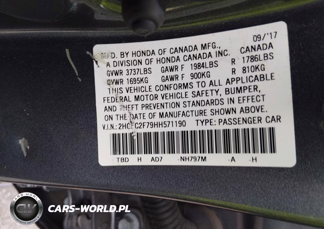 2017 Honda Civic Ex VIN:2HGFC2F79HH571190 - 9