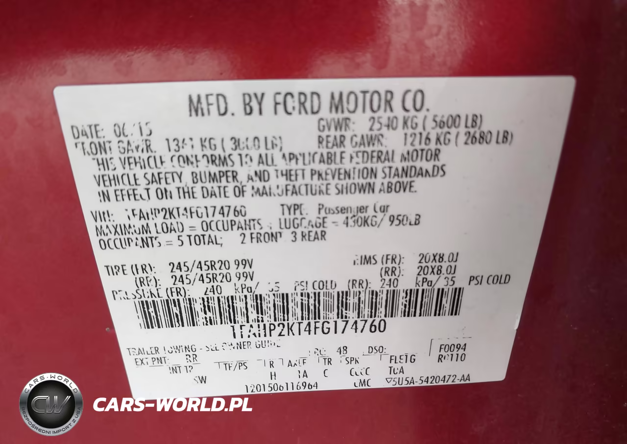 2015 Ford Taurus Sho VIN:1FAHP2KT4FG174760 - 9