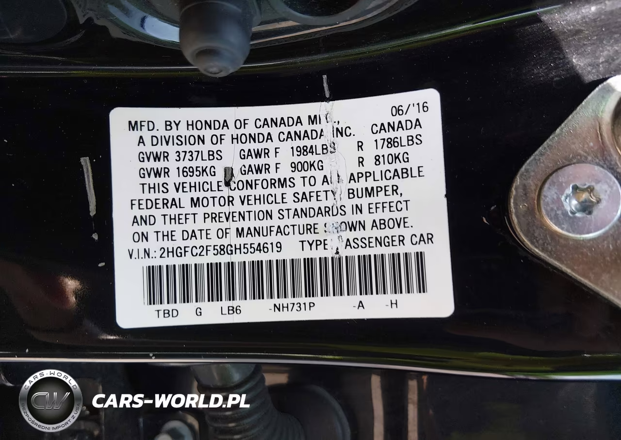 2016 Honda Civic Lx VIN:2HGFC2F58GH554619 - 9