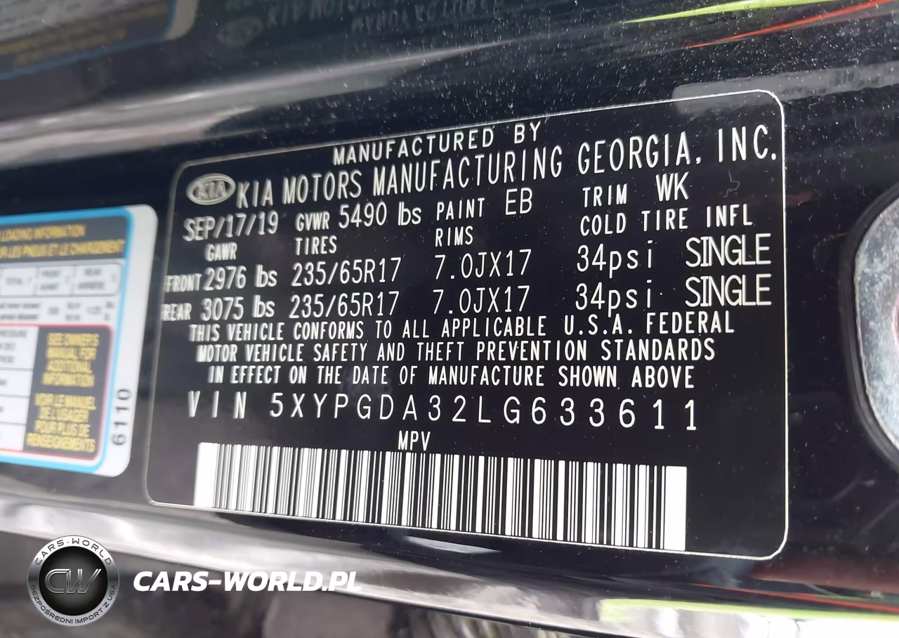 2020 Kia Sorento 2.4L Lx VIN:5XYPGDA32LG633611 - 9