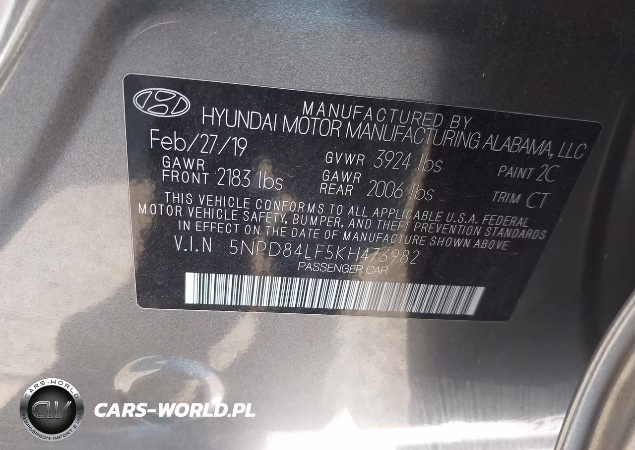 2019 Hyundai Elantra Sel VIN:5NPD84LF5KH473982 - 9