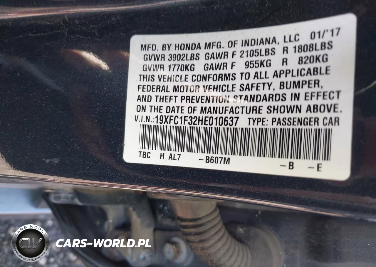 2017 Honda Civic Ex-T VIN:19XFC1F32HE010637 - 9