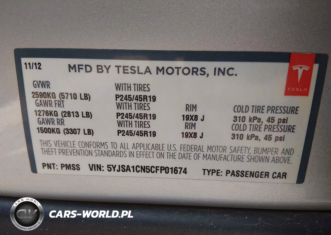 2012 Tesla Model S Signature VIN:5YJSA1CN5CFP01674 - 9