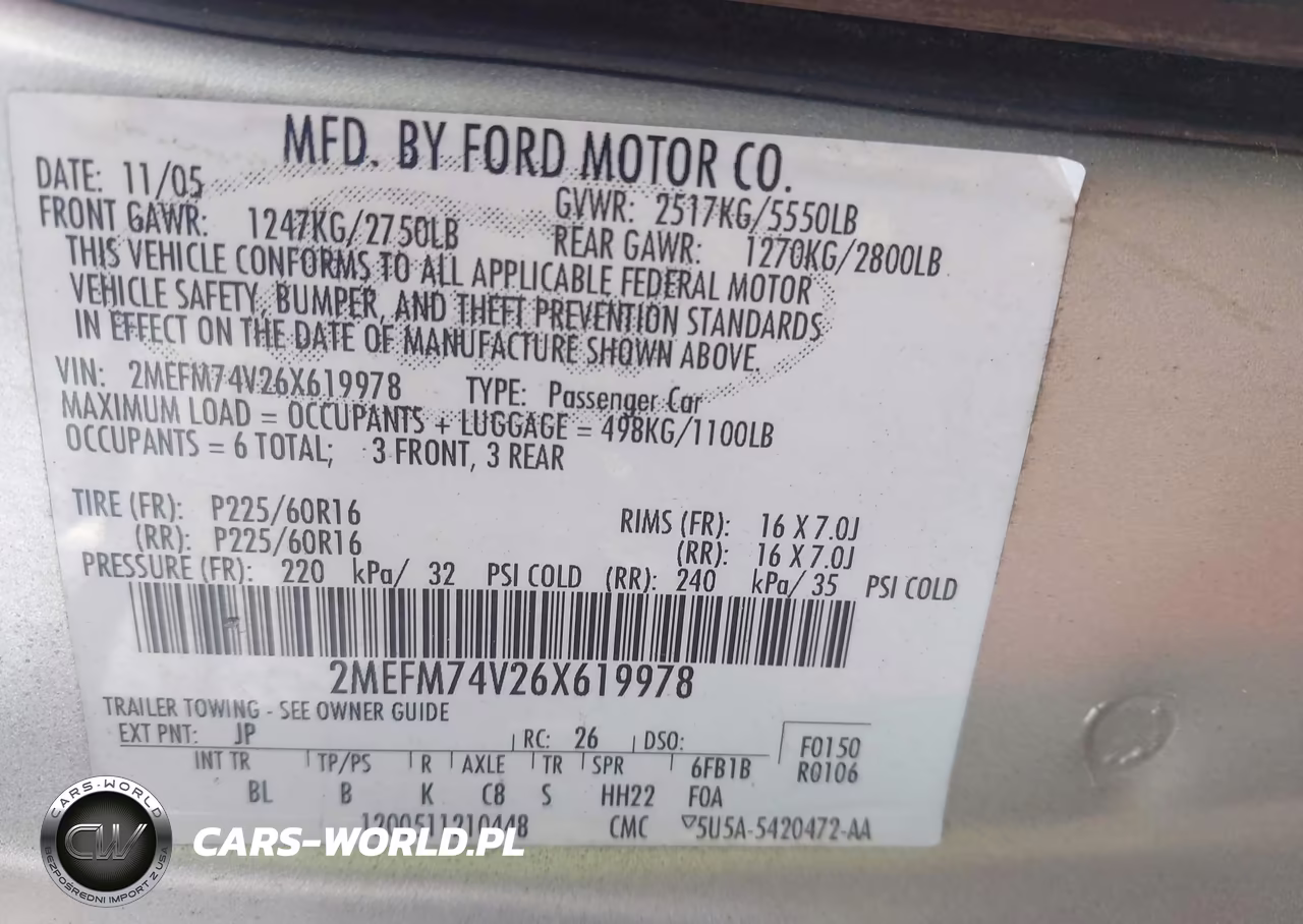 2006 Mercury Grand Marquis Gs VIN:2MEFM74V26X619978 - 9