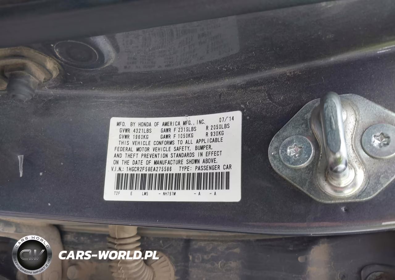 2014 Honda Accord Sport VIN:1HGCR2F58EA275586 - 9