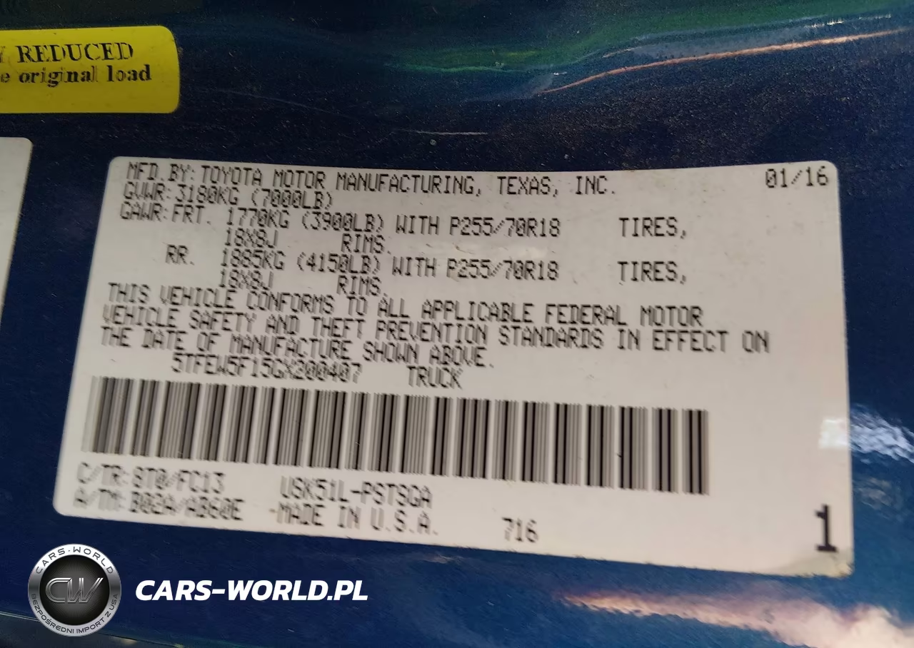 2016 Toyota Tundra Sr5 5.7L V8 VIN:5TFEW5F15GX200407 - 9