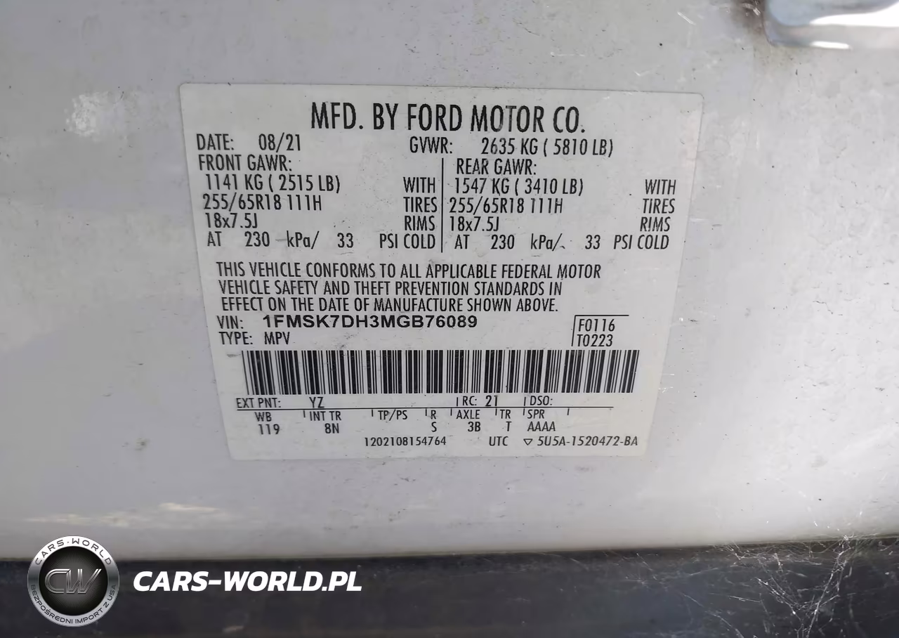 2021 Ford Explorer Xlt VIN:1FMSK7DH3MGB76089 - 9