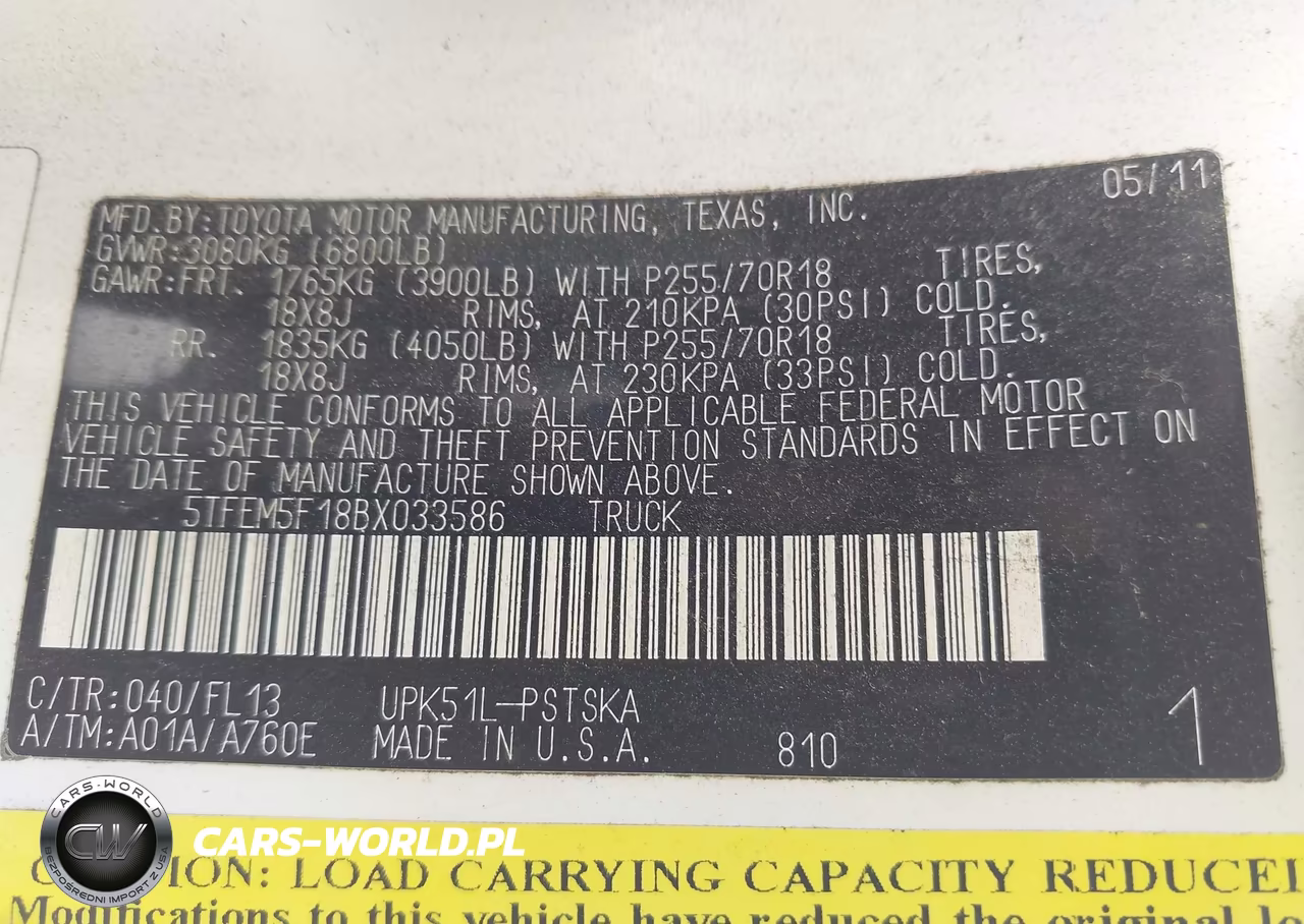 2011 Toyota Tundra Grade 4.6L V8 VIN:5TFEM5F18BX033586 - 9