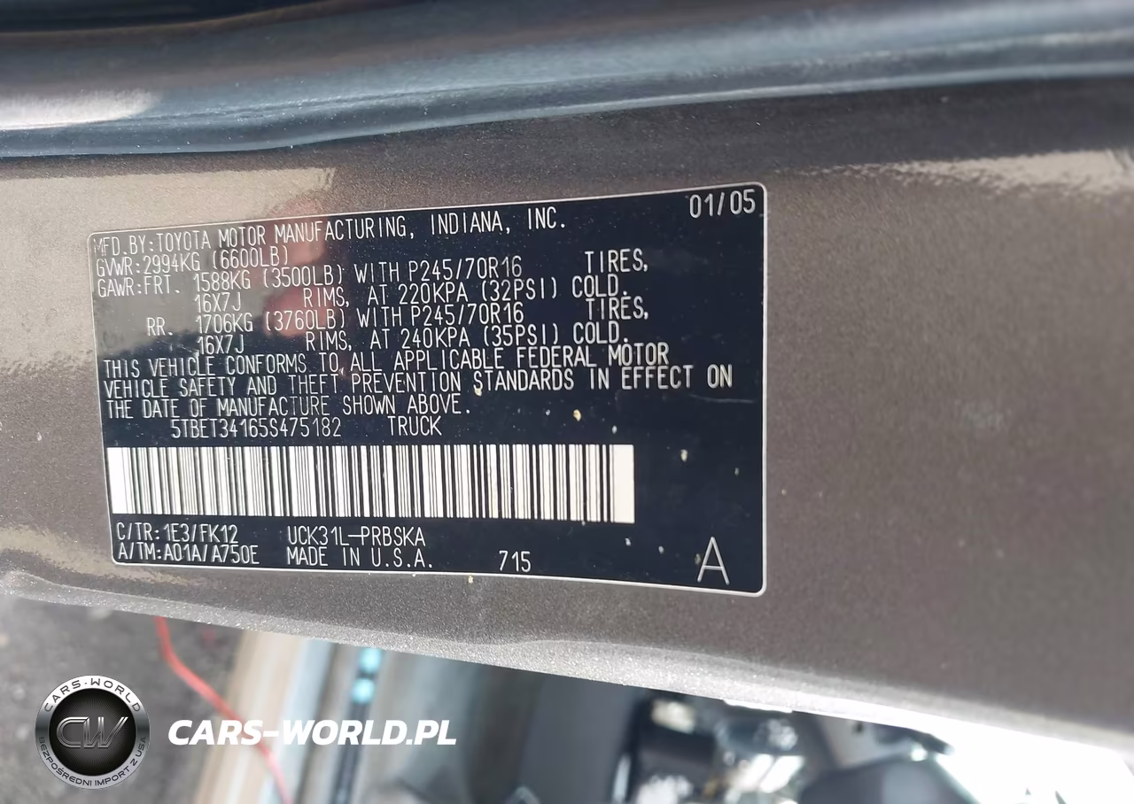 2005 Toyota Tundra Sr5 V8 VIN:5TBET34165S475182 - 9