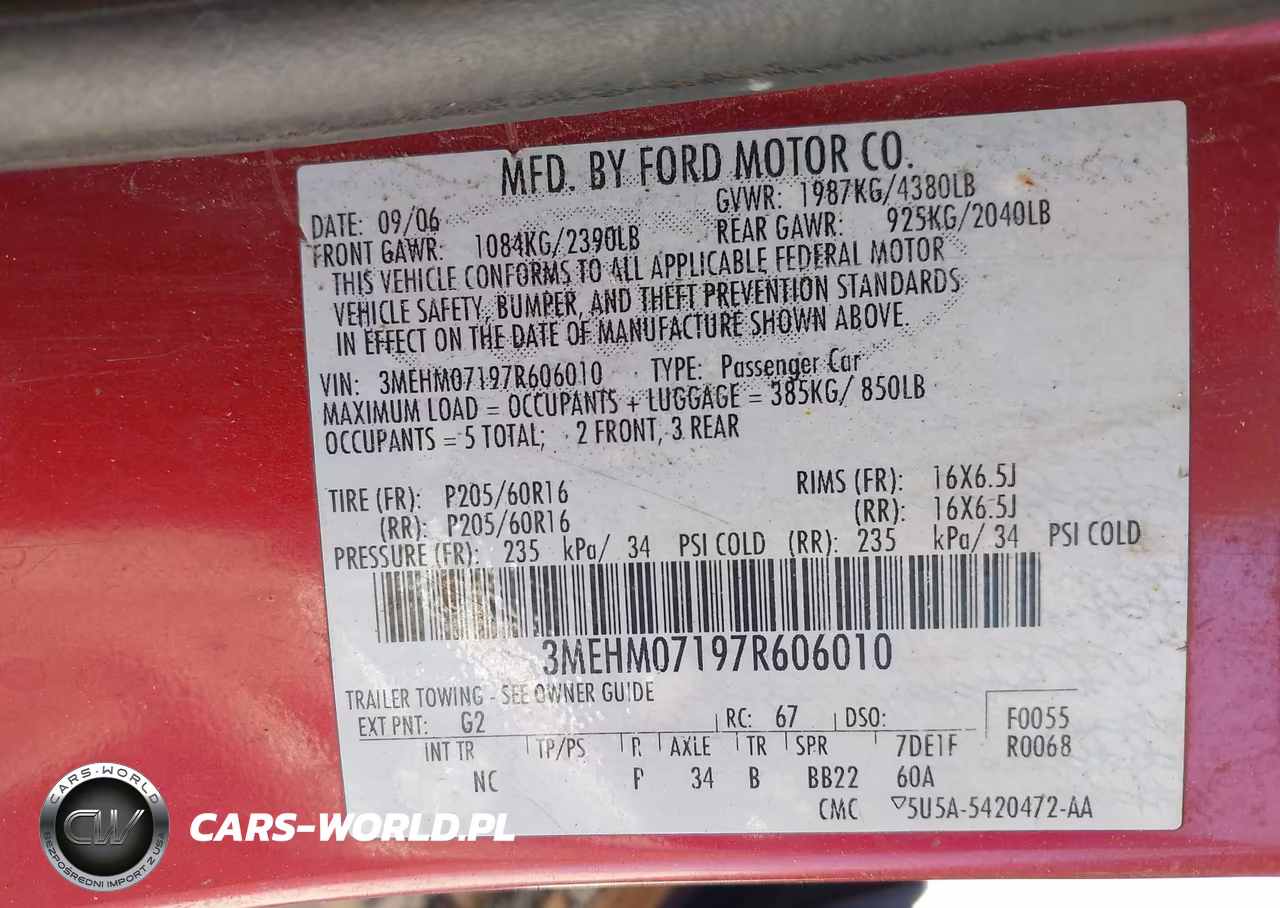 2007 Mercury Milan V6 (120A) VIN:3MEHM07197R606010 - 9