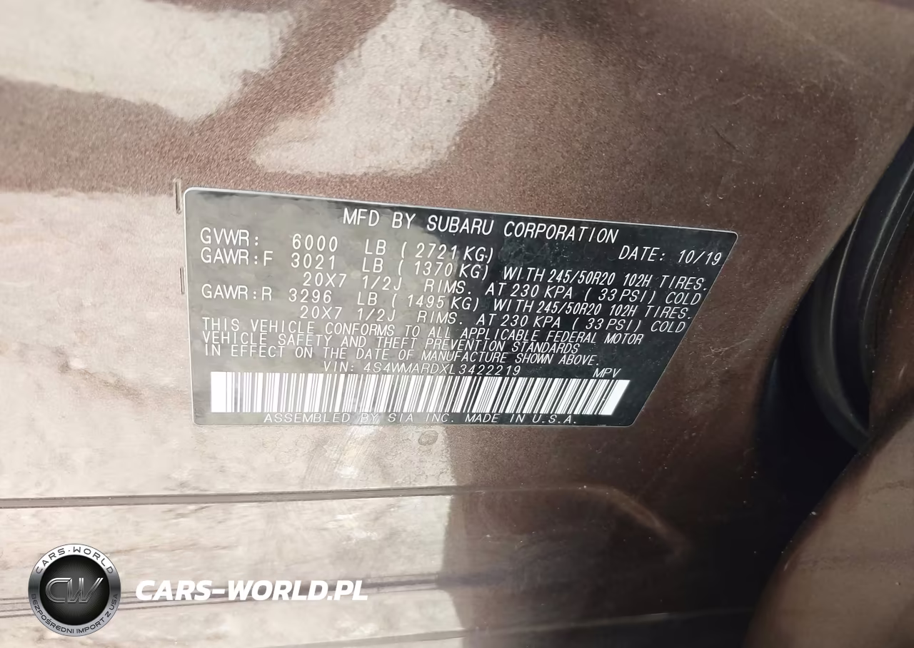 2020 Subaru Ascent Touring VIN:4S4WMARDXL3422219 - 9