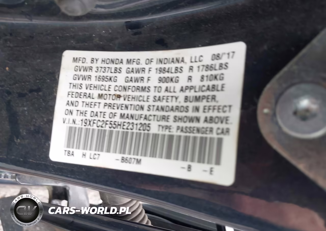 2017 Honda Civic Lx VIN:19XFC2F55HE231205 - 9