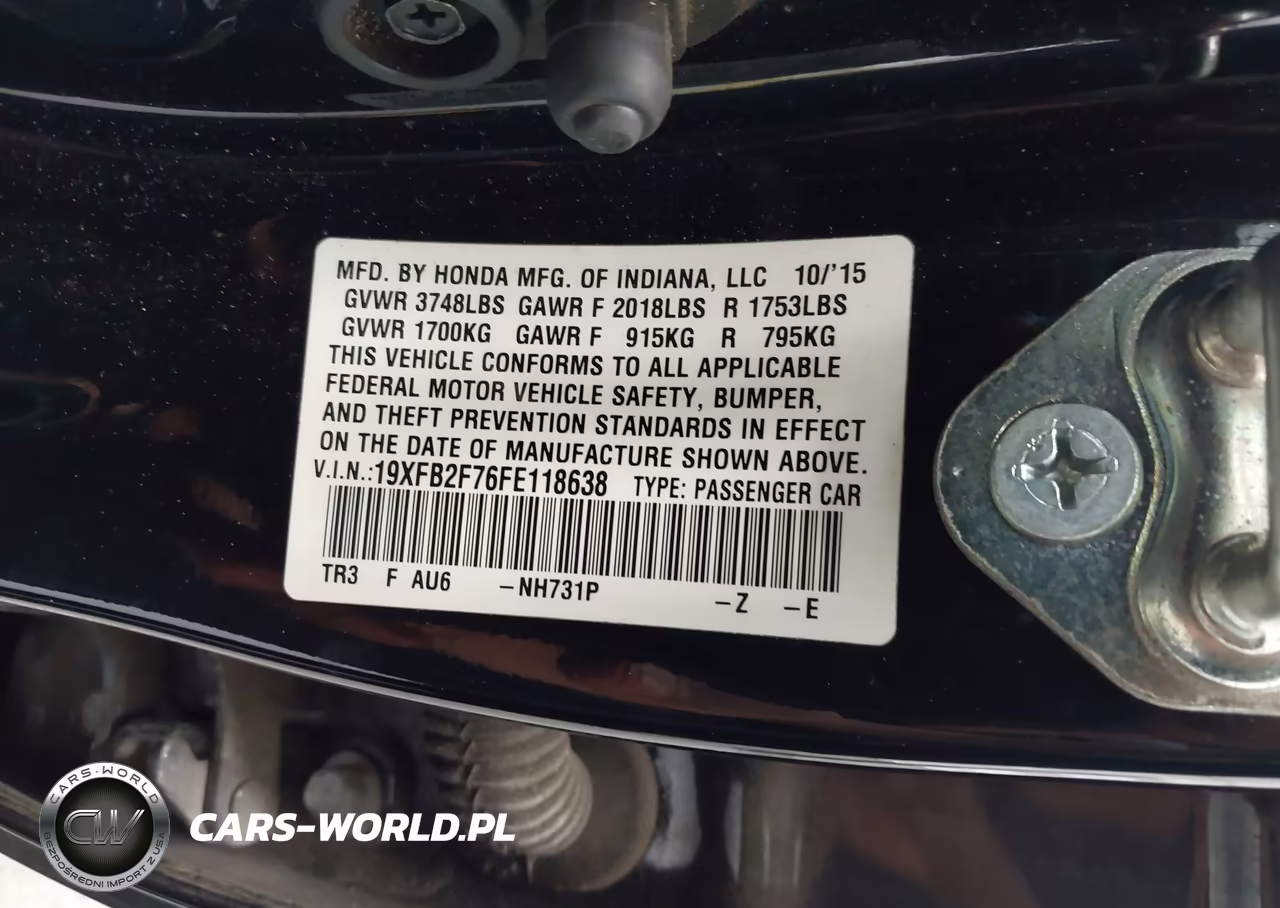 2015 Honda Civic Se VIN:19XFB2F76FE118638 - 9