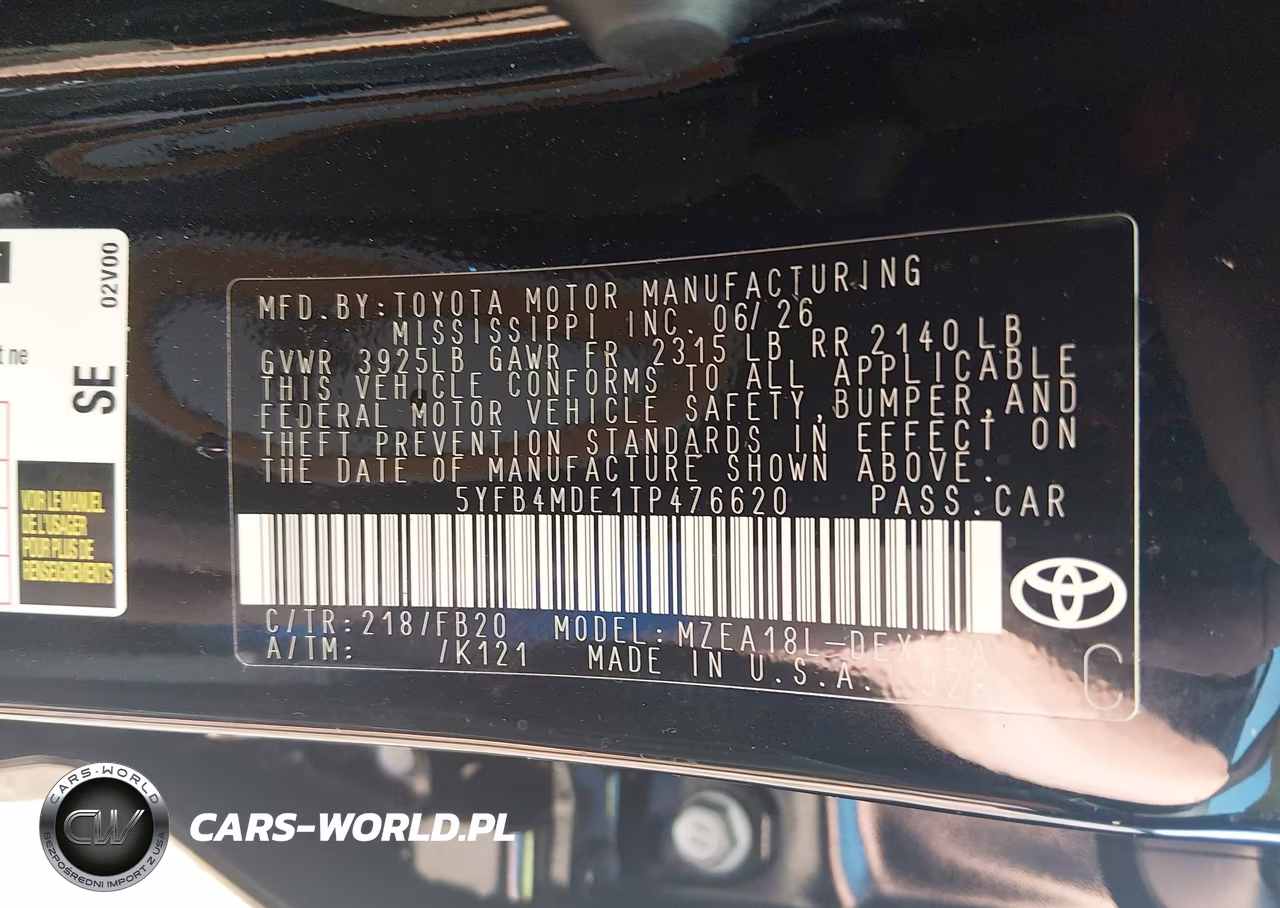 2026 Toyota Corolla Le VIN:5YFB4MDE1TP476620 - 9