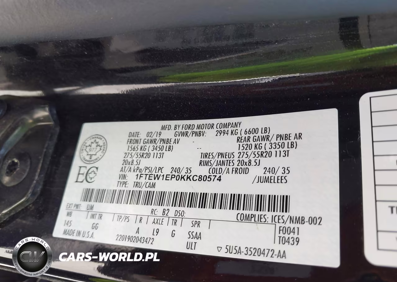 2019 Ford F-150 Xl VIN:1FTEW1EP0KKC80574 - 9
