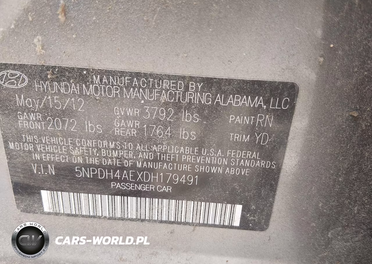 2013 Hyundai Elantra Gls VIN:5NPDH4AEXDH179491 - 9