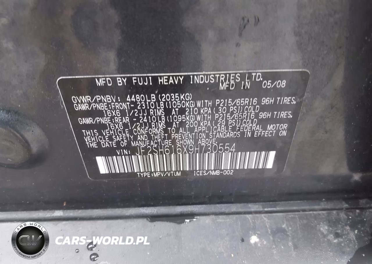 2009 Subaru Forester 2.5X VIN:JF2SH616X9H730554 - 9
