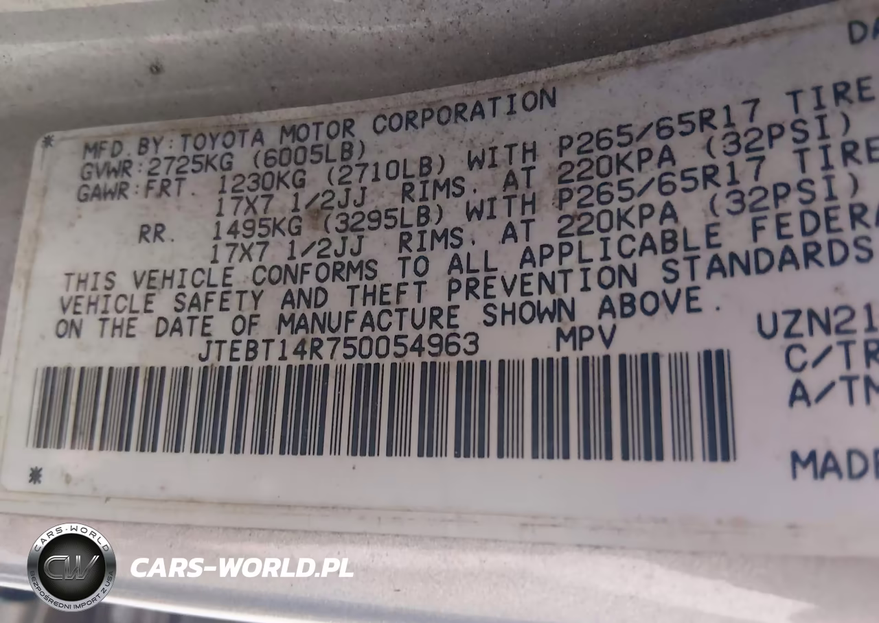 2005 Toyota 4Runner Sr5 V8 VIN:JTEBT14R750054963 - 9