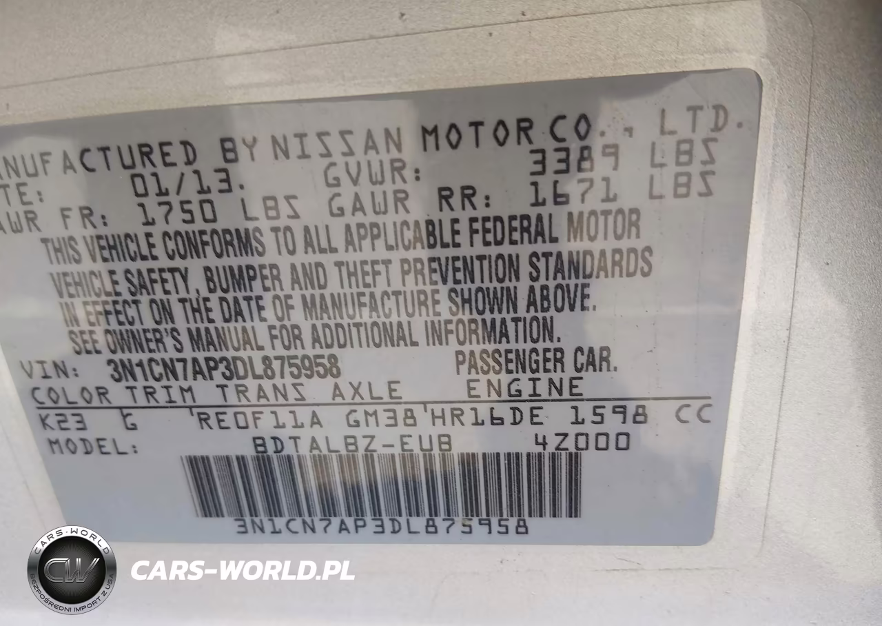 2013 Nissan Versa 1.6 Sv VIN:3N1CN7AP3DL875958 - 9