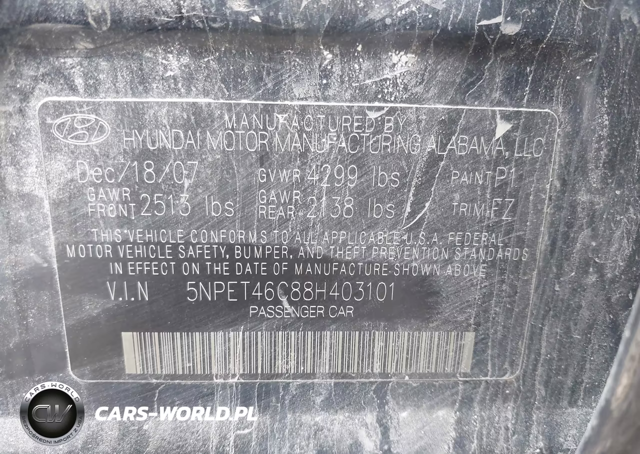2008 Hyundai Sonata Gls VIN:5NPET46C88H403101 - 9