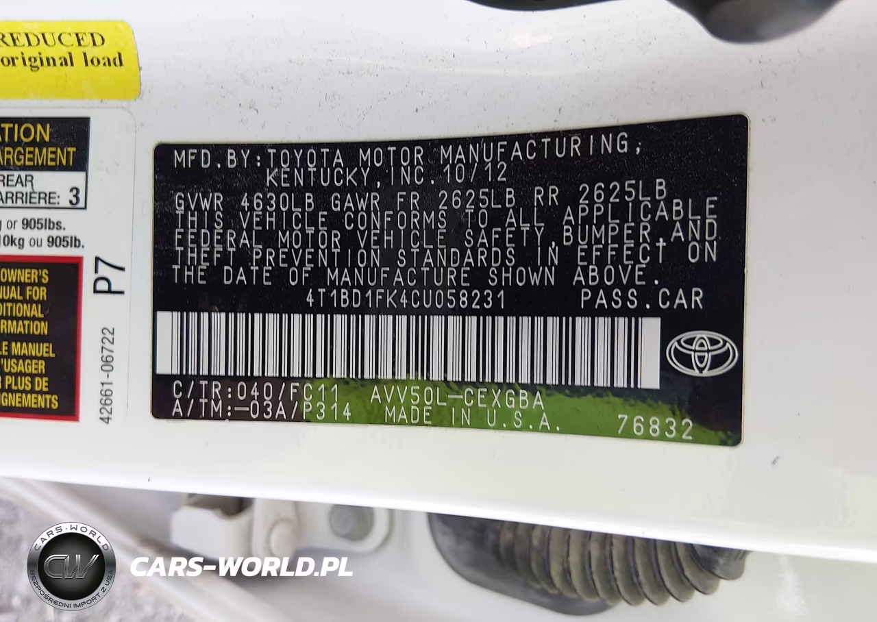 2012 Toyota Camry Hybrid Xle VIN:4T1BD1FK4CU058231 - 9