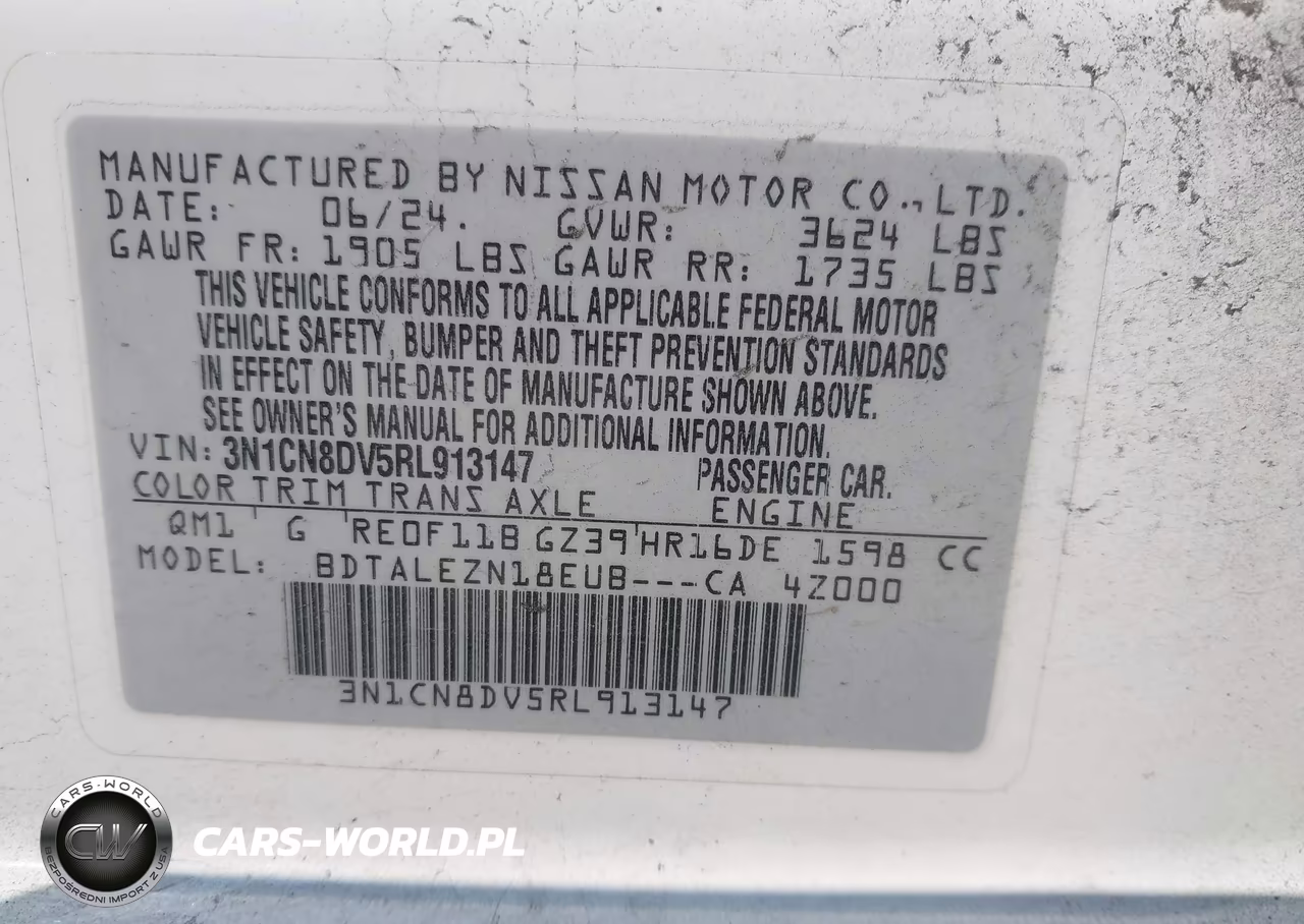 2024 Nissan Versa 1.6 S VIN:3N1CN8DV5RL913147 - 9