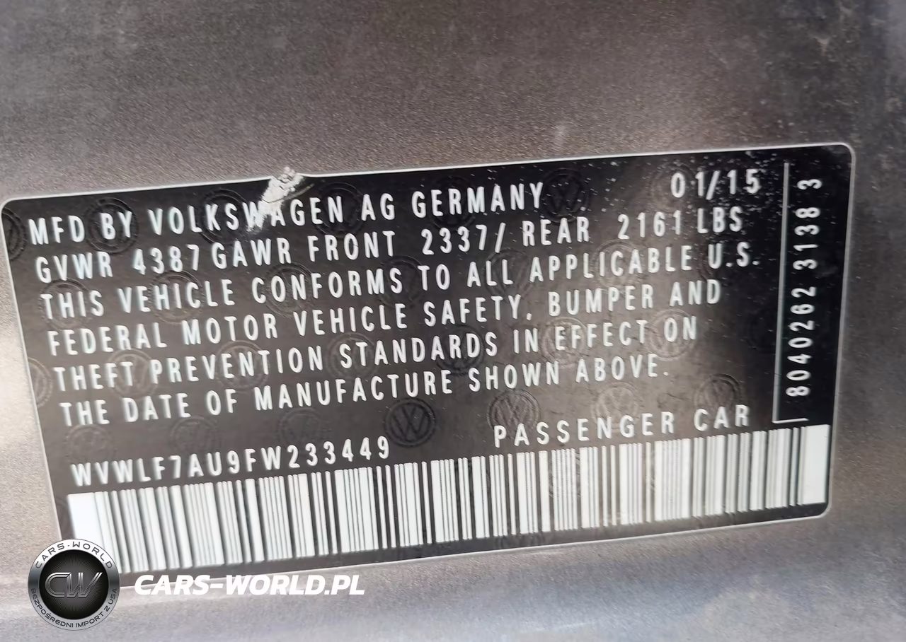 2015 Volkswagen Golf R 4-Door VIN:WVWLF7AU9FW233449 - 9