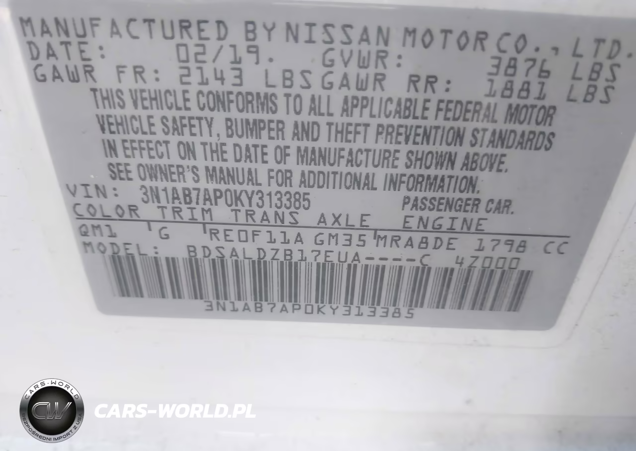 2019 Nissan Sentra Sv VIN:3N1AB7AP0KY313385 - 9