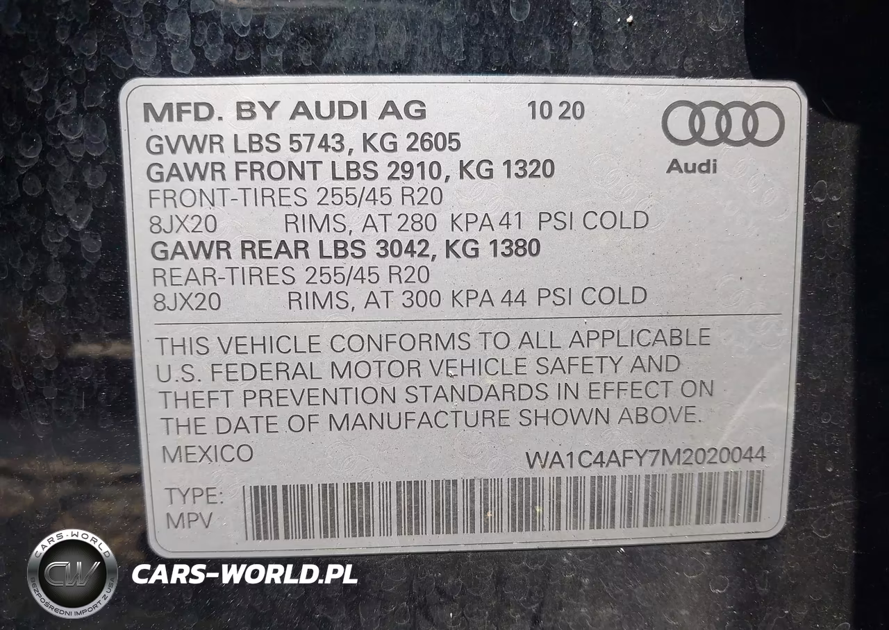 2021 Audi Sq5 Prestige Tfsi Quattro Tiptronic VIN:WA1C4AFY7M2020044 - 9
