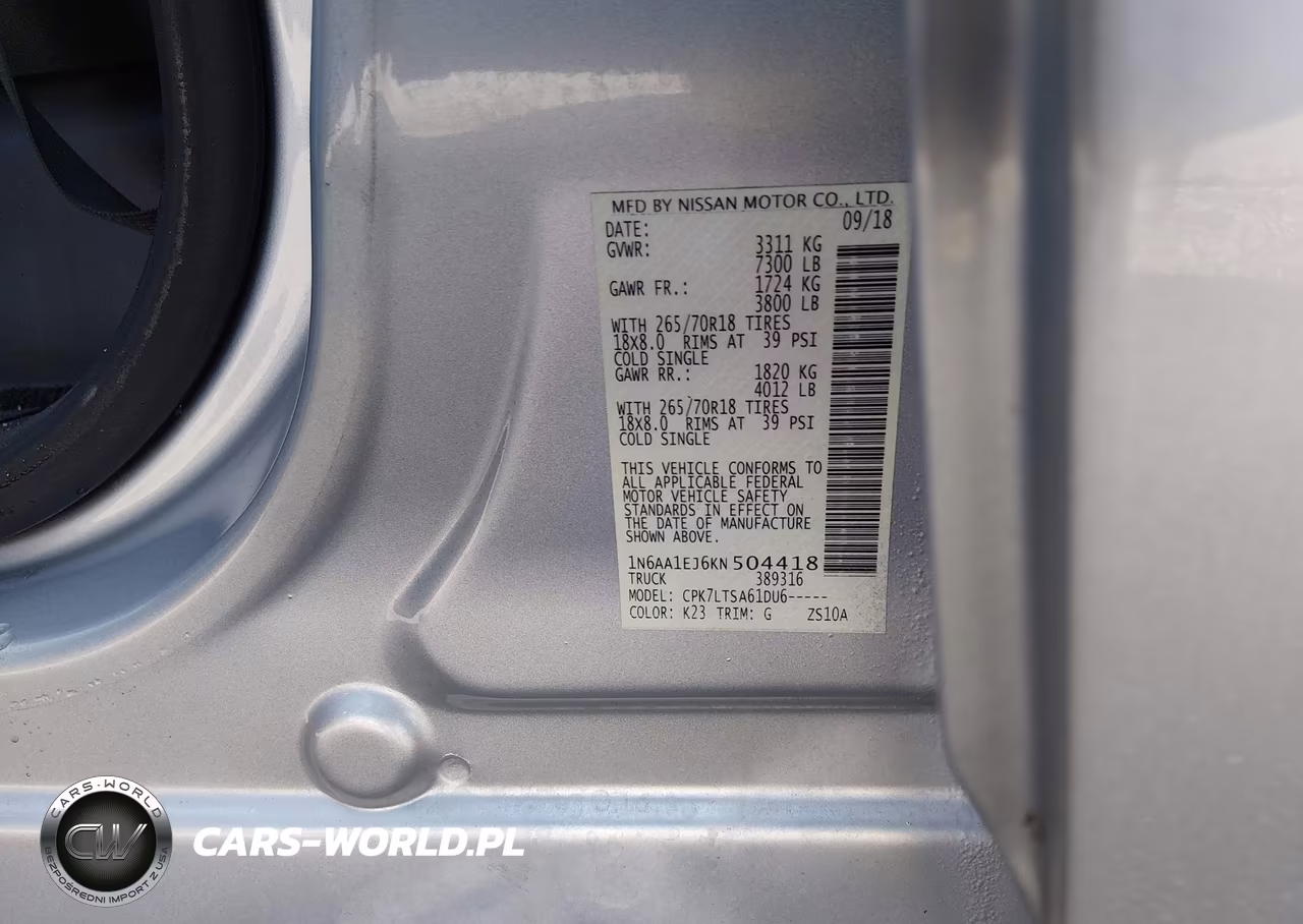 2019 Nissan Titan Sv VIN:1N6AA1EJ6KN504418 - 9