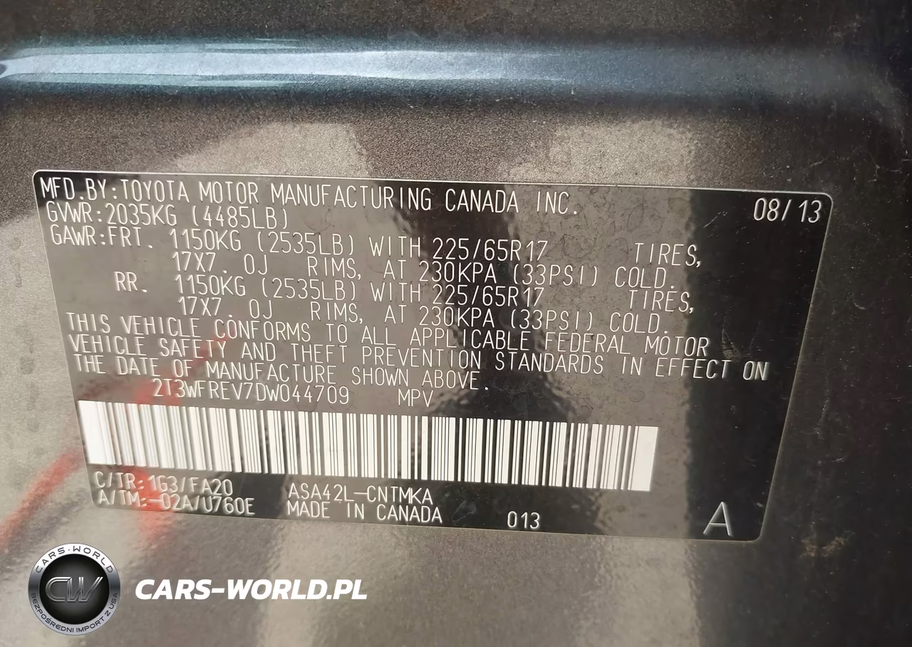 2013 Toyota Rav4 Xle VIN:2T3WFREV7DW044709 - 9