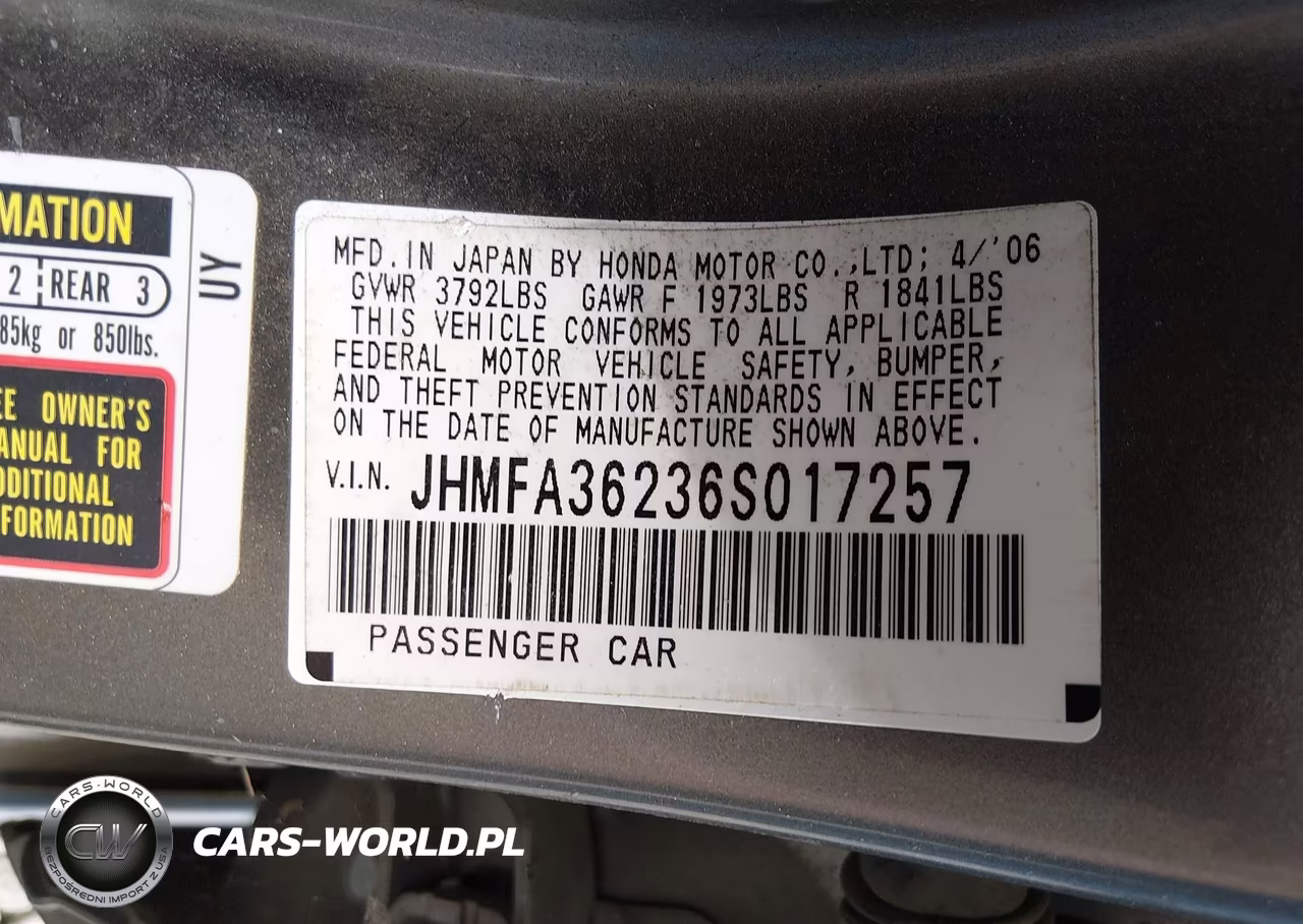 2006 Honda Civic Hybrid VIN:JHMFA36236S017257 - 9