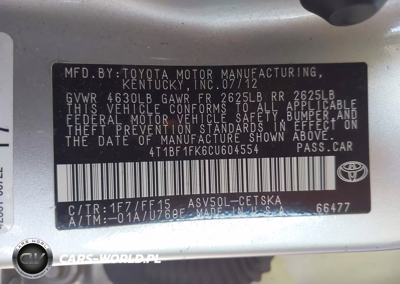 2012 Toyota Camry Se VIN:4T1BF1FK6CU604554 - 9