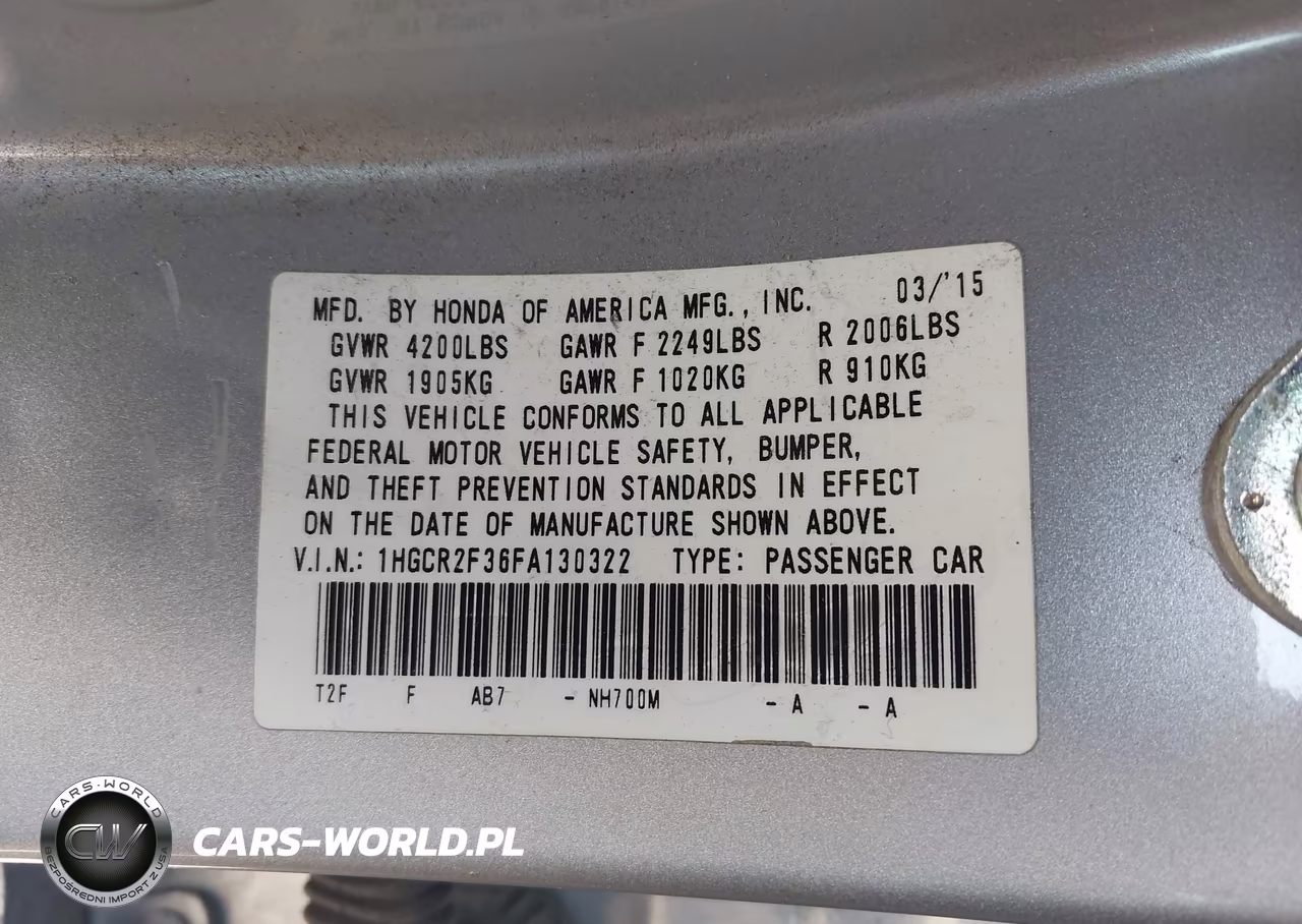 2015 Honda Accord Lx VIN:1HGCR2F36FA130322 - 9