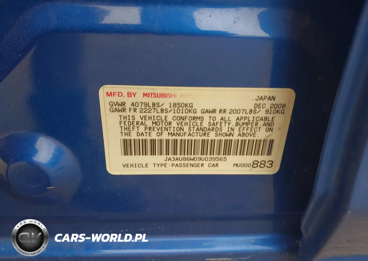 2009 Mitsubishi Lancer Gts VIN:JA3AU86W09U039565 - 9