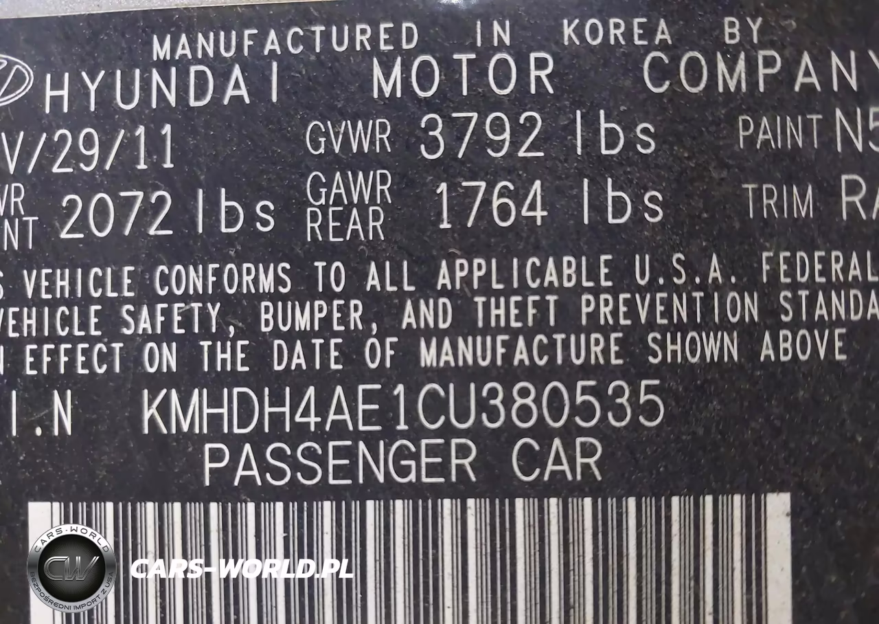 2012 Hyundai Elantra Limited (Ulsan Plant) VIN:KMHDH4AE1CU380535 - 9