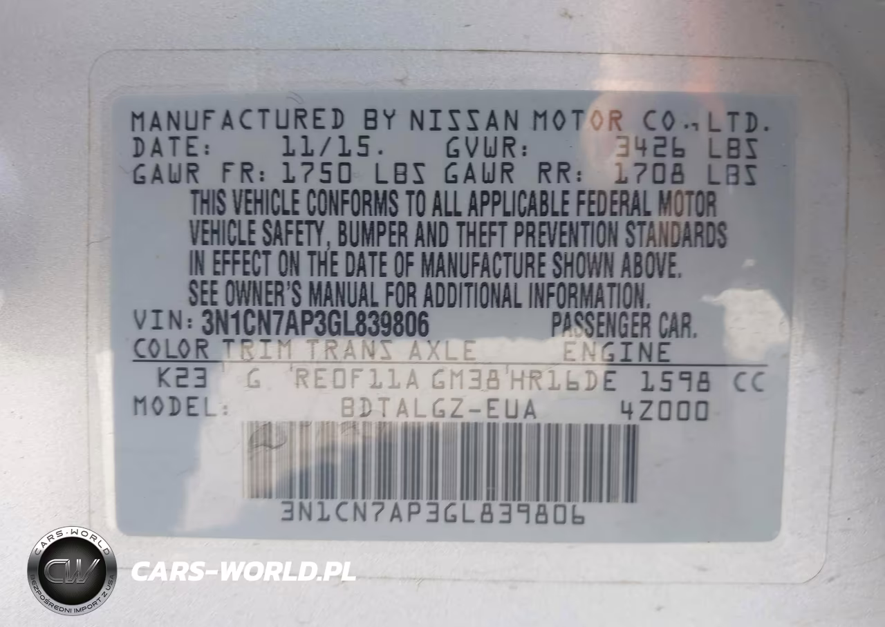 2016 Nissan Versa 1.6 Sl VIN:3N1CN7AP3GL839806 - 9