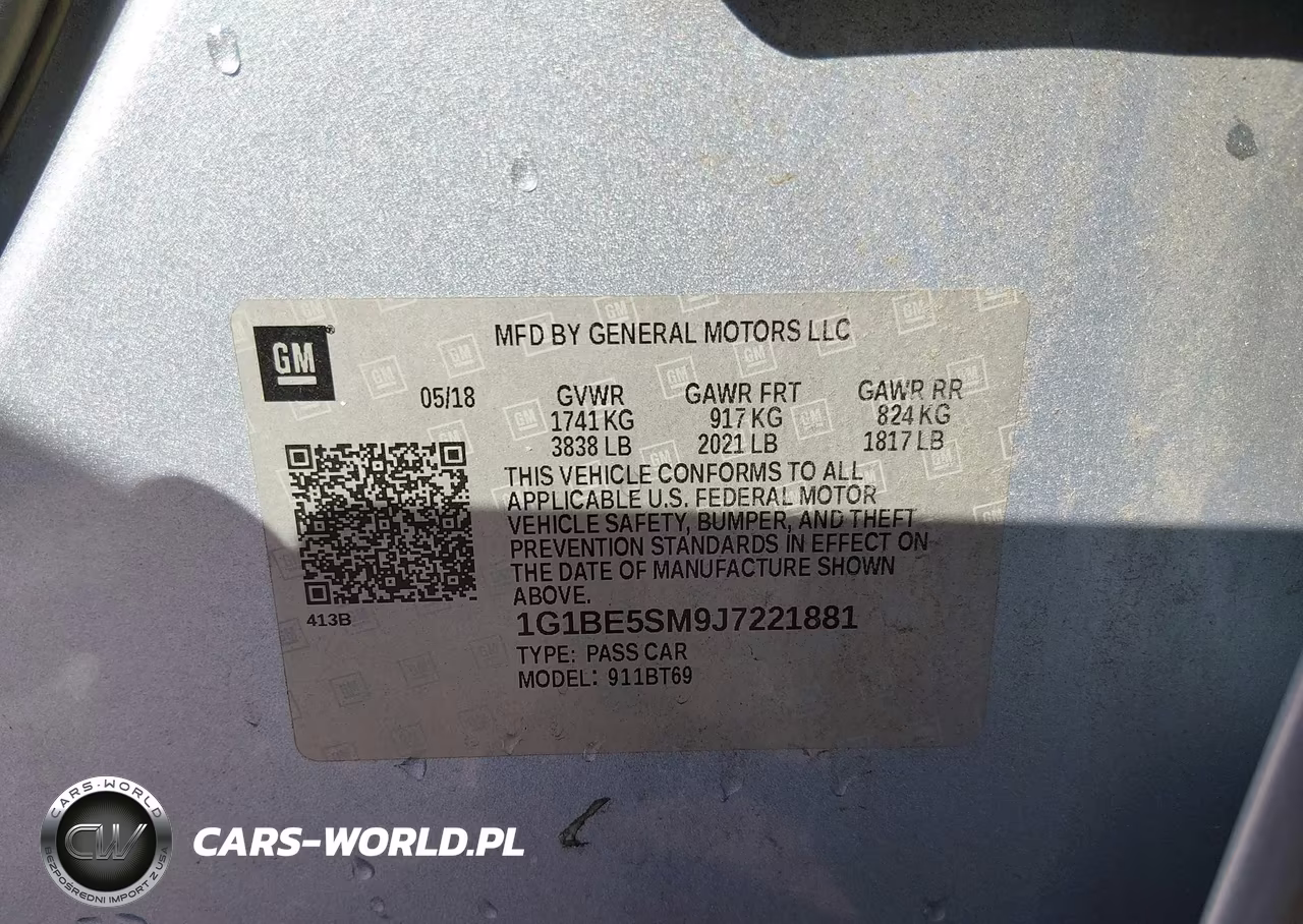 2018 Chevrolet Cruze Lt Auto VIN:1G1BE5SM9J7221881 - 9