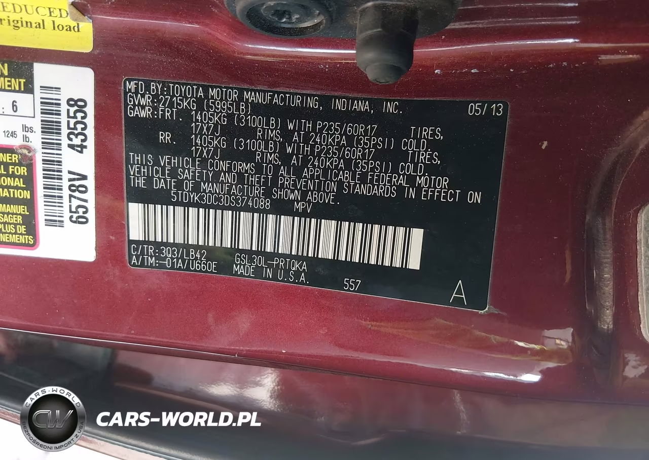 2013 Toyota Sienna Xle V6 8 Passenger VIN:5TDYK3DC3DS374088 - 9
