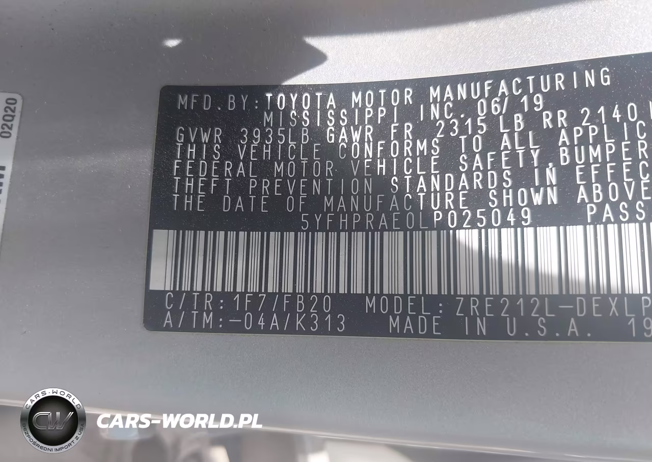 2020 Toyota Corolla Le VIN:5YFHPRAE0LP025049 - 9