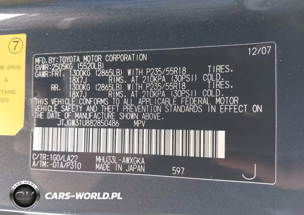 2008 Lexus Rx 400H VIN:JTJGW31U882850486 - 9