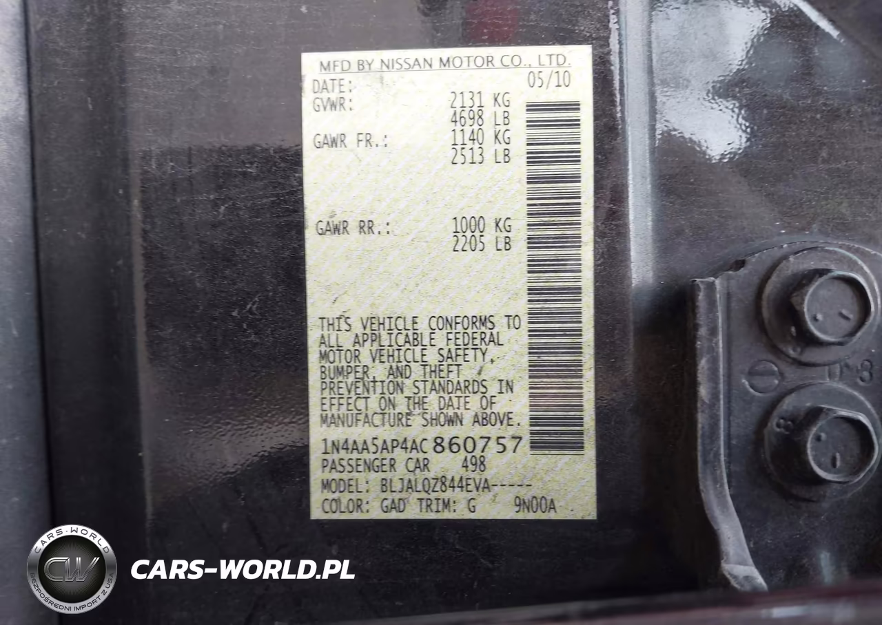 2010 Nissan Maxima 3.5 S VIN:1N4AA5AP4AC860757 - 9