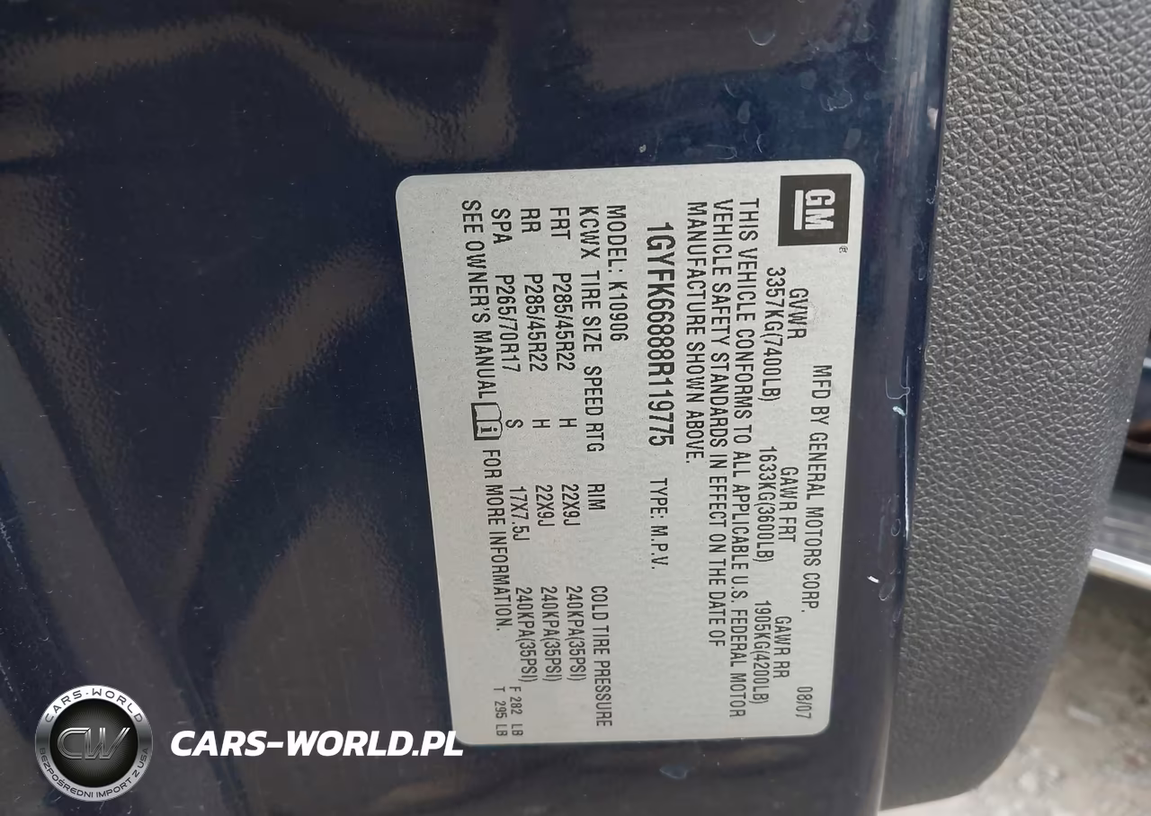 2008 Cadillac Escalade Esv VIN:1GYFK66888R119775 - 9