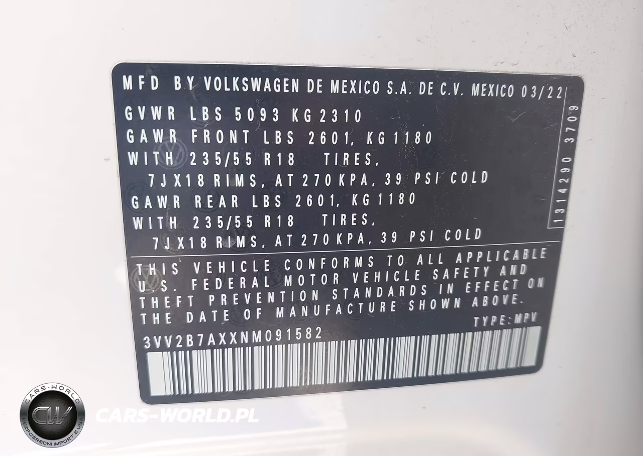 2022 Volkswagen Tiguan 2.0T Se VIN:3VV2B7AXXNM091582 - 9