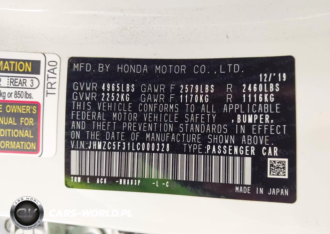 2020 Honda Clarity Plug-In Hybrid Touring VIN:JHMZC5F31LC000328 - 9