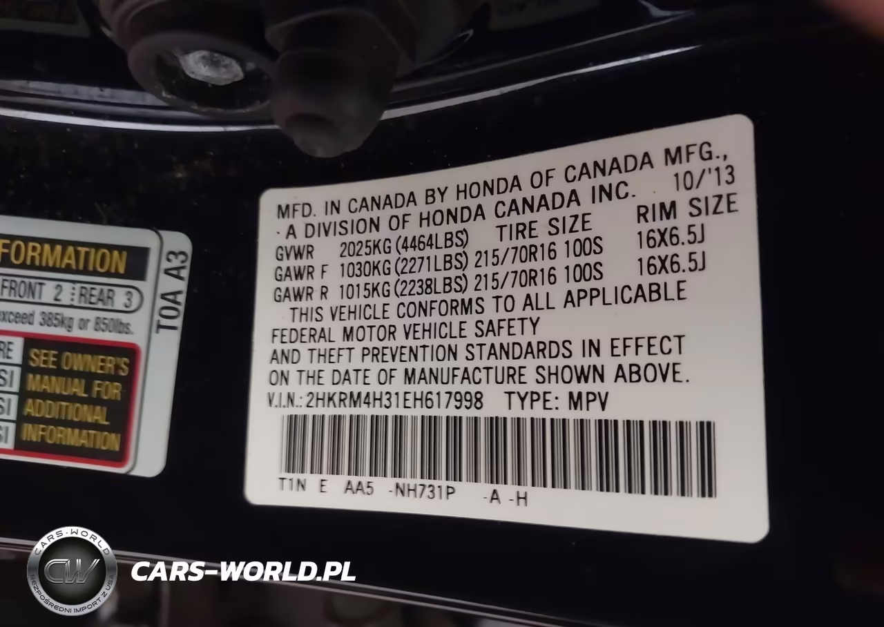 2014 Honda Cr-V Lx VIN:2HKRM4H31EH617998 - 9