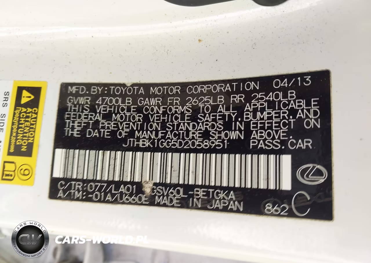 2013 Lexus Es 350 VIN:JTHBK1GG5D2058951 - 9
