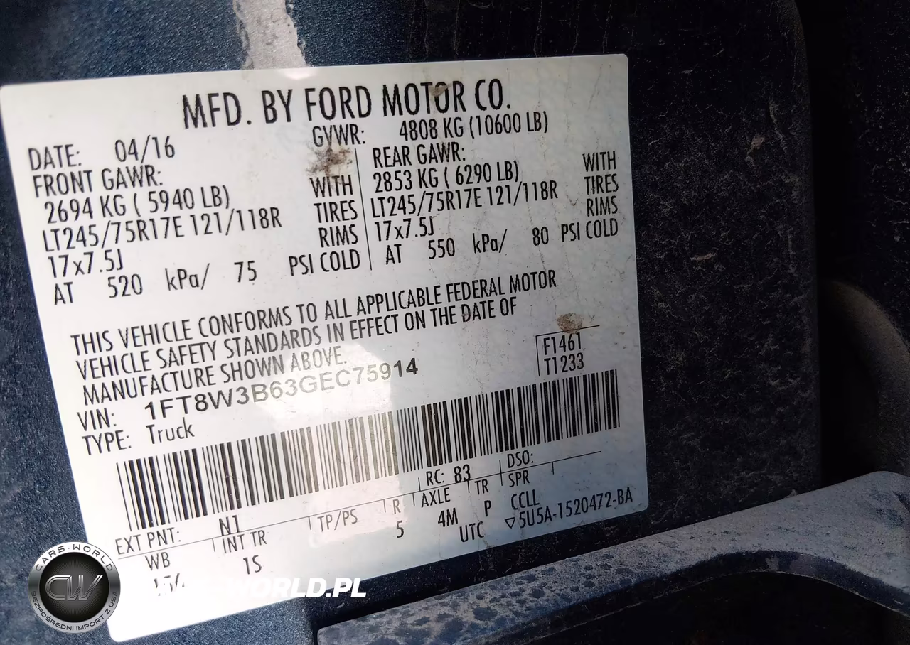 2016 Ford F-350 Xl VIN:1FT8W3B63GEC75914 - 9